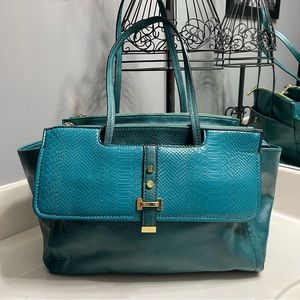 Antonio Melani Gorgeous Teal Large Tote Handbag